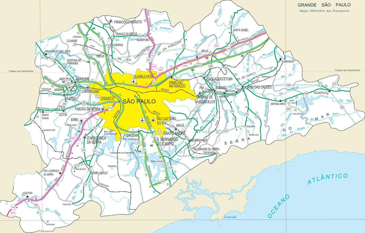 mapa ng São Paulo