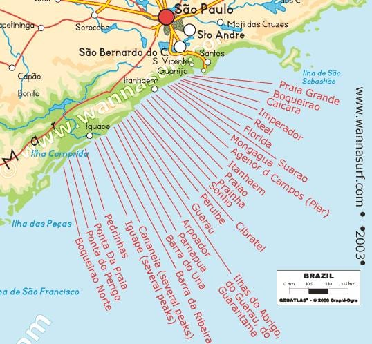 São Paulo beach mapa