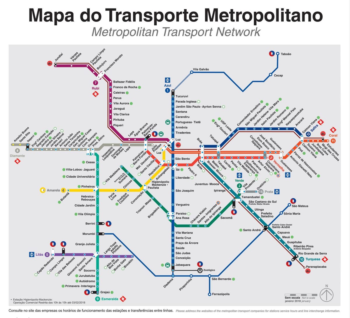 São Paulo transportasyon sa mapa