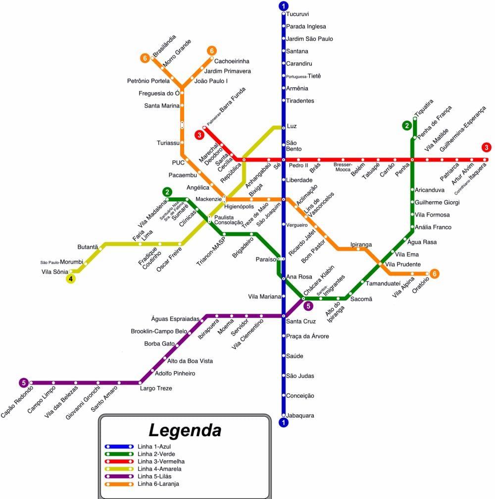 mapa ng Sao Paulo tube